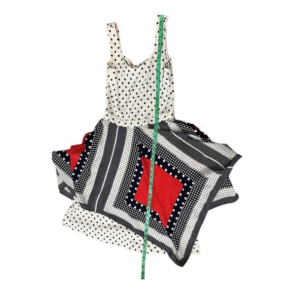 Vintage 1970s Red White and Blue A-Line Polka Dot Scarf Dress Size XS / Small - Picture 10 of 10